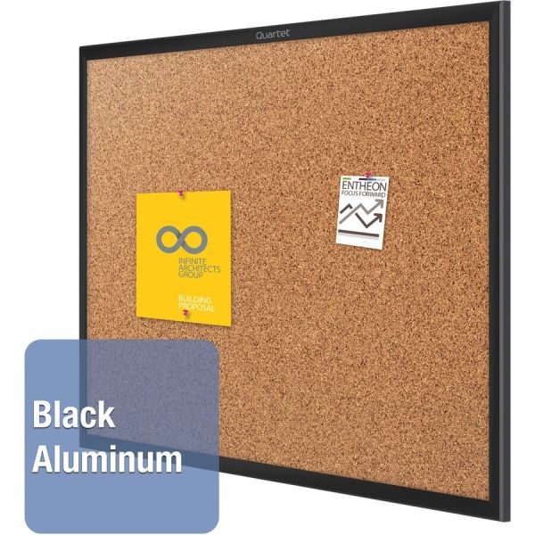 Quartet Classic Cork Bulletin Board, 48" X 36", Aluminum Frame With Black Finish
