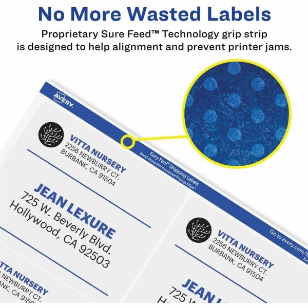 Avery Matte Clear Easy Peel Mailing Labels W/ Sure Feed Technology, Laser Printers, 2 X 4, Clear, 10/Sheet, 10 Sheets/Pack