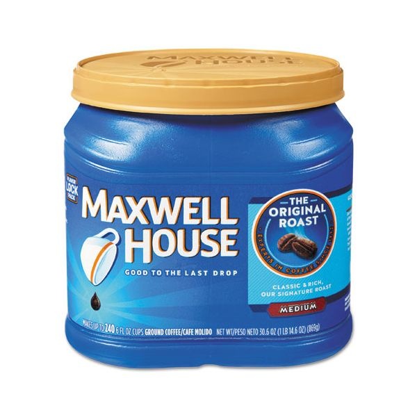 Maxwell House Coffee, Ground, Original Roast, Medium Roast, 30.6 Oz Canister, 6 Canisters/Carton