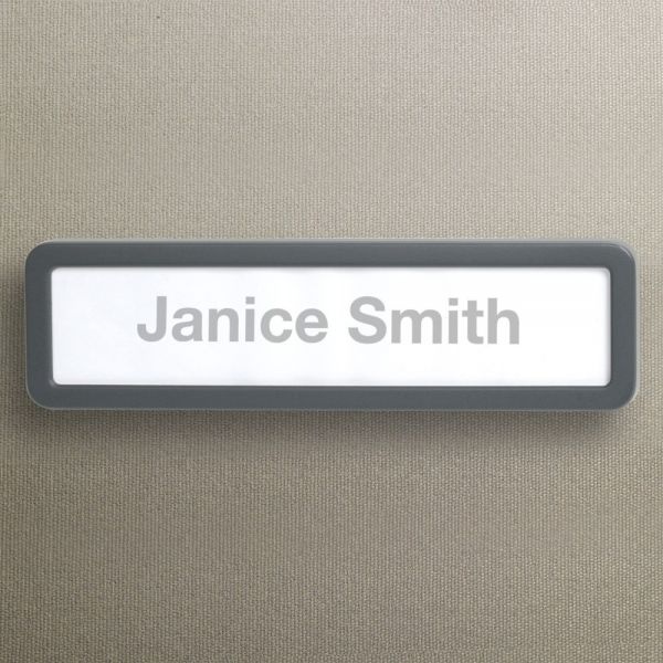 Cubicle Name Plate, 2 5/8" X 9 1/8" X 7/8", 30% Recycled, Charcoal