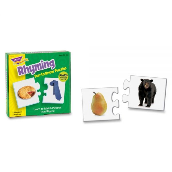 Trend Rhyming Fun-To-Know Puzzles, Pre-K, Set Of 24 Puzzles