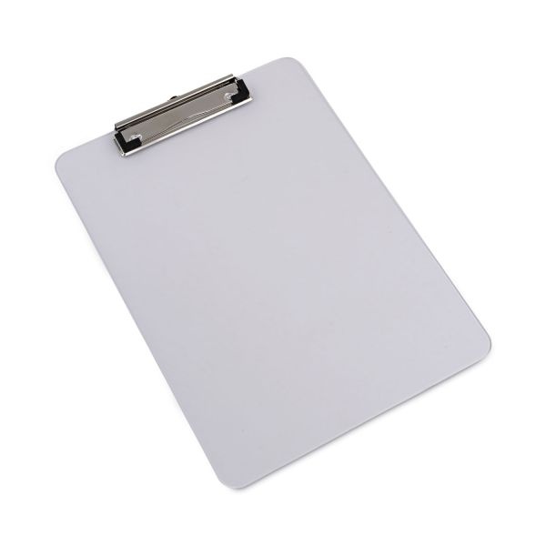 Universal Plastic Clipboard With Low Profile Clip, 0.5" Clip Capacity, Holds 8.5 X 11 Sheets, Clear
