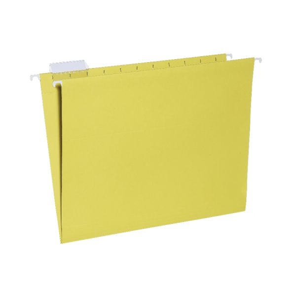 Skilcraft Hanging File Folders, 1/5 Cut, 2" Expansion, Letter Size, Yellow, Box Of 25 Folders (Abilityone 7530-01-364-9501)
