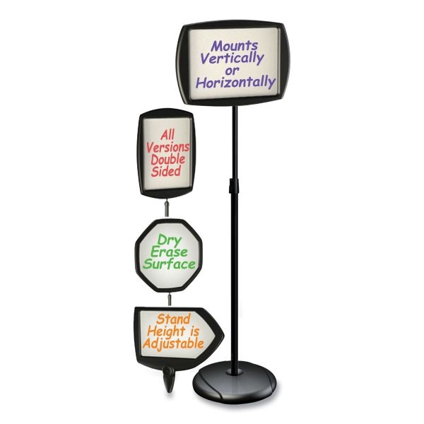 Mastervision Rectangular Easy-Clean Dry-Erase Sign Stand, 15 5/16" X 10 5/8", Silver/Black