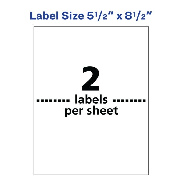 Avery Waterproof Shipping Labels With Ultrahold, 15516, Rectangle, 5-1/2" X 8-1/2", White, 20 Labels For Laser Printers