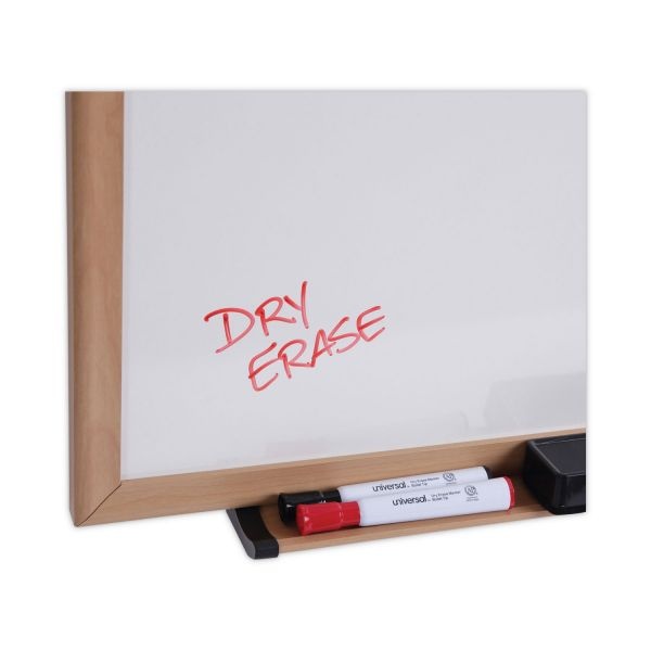 Universal Dry Erase Board, Melamine, 36 X 24, Oak Frame