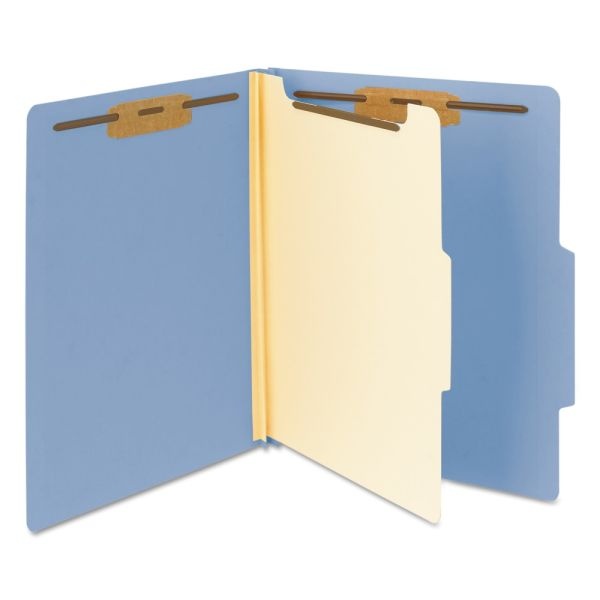 Smead Top-Tab Color Classification Folders, Letter Size, 2" Expansion, 1 Divider, Blue, Box Of 10