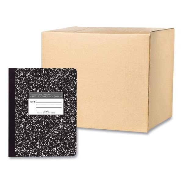Roaring Spring Hardcover Marble Composition Book, Unruled, Black Marble Cover, (50) 9.75 X 7.5 Sheets, 48/Carton