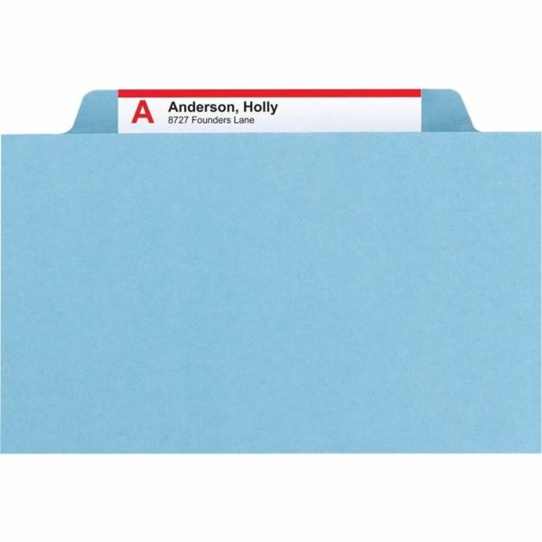 Smead Classification Folders, With Safeshield Coated Fasteners, 1 Divider, 2" Expansion, Legal Size, 50% Recycled, Blue, Box Of 10