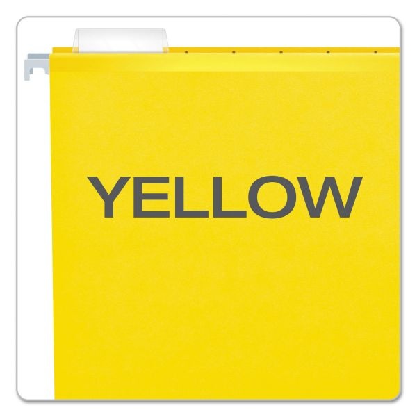 Pendaflex Colored Reinforced Hanging Folders, Legal Size, 1/5-Cut Tabs, Yellow, 25/Box