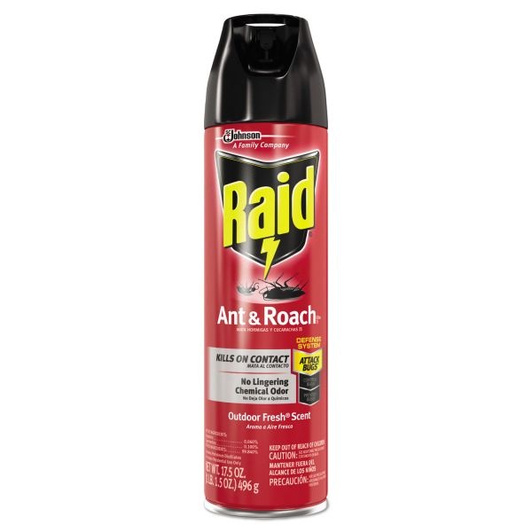 Raid Ant And Roach Killer, 17.5 Oz Aerosol Spray, Outdoor Fresh, 12/Carton