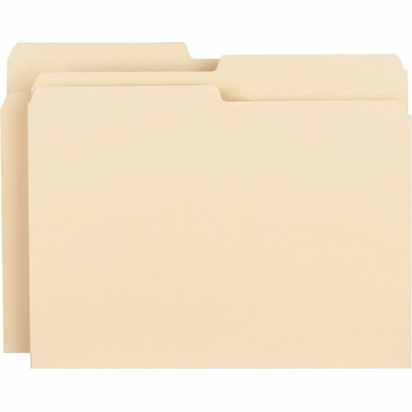 Business Source 1/2 Tab Cut Letter Top Tab File Folders - 8 1/2" X 11" - 3/4" Expansion - Assorted Tab Position - Manila - 100 / Box