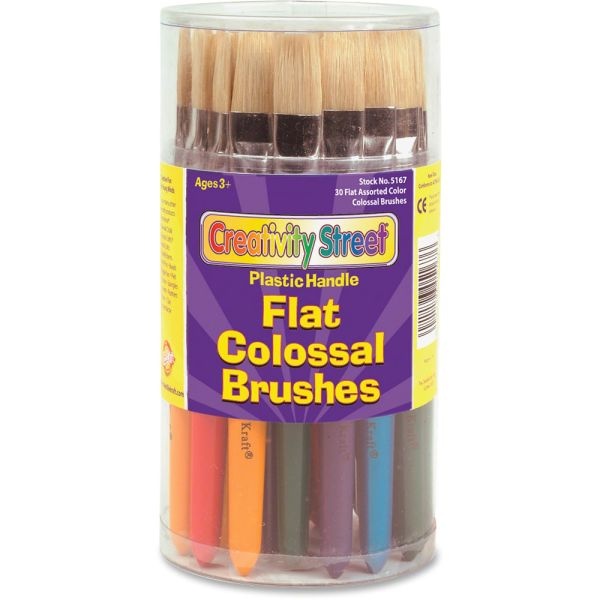 Chenille Kraft Creativity Street Colossal Paint Brushes, Natural, Flat, Assorted, Set Of 30