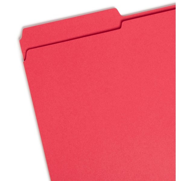 Smead Color File Folders, With Reinforced Tabs, Legal Size, 1/3 Cut, Red, Box Of 100