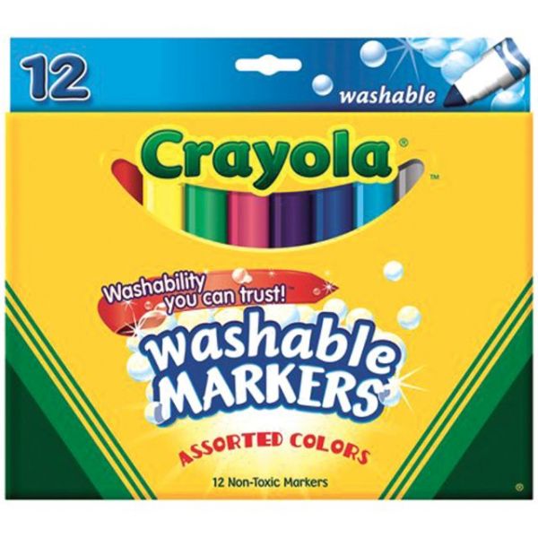 Faber-Castell Jumbo Washable Markers, Broadline, Assorted Colors, Set of 12