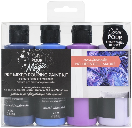 American Crafts Color Pour Magic Pre-Mixed Paint Kit 4/Pkg