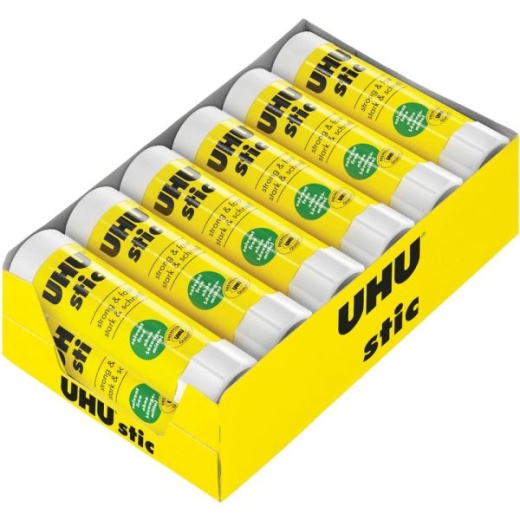 Saunders Uhu Stic Washable Glue Stick - 1.41 Oz - 12 / Box - White