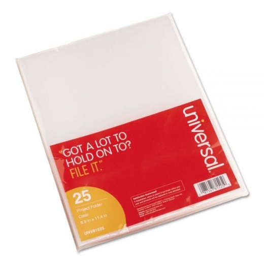 Universal Project Folders, Letter Size, Clear, 25/Pack
