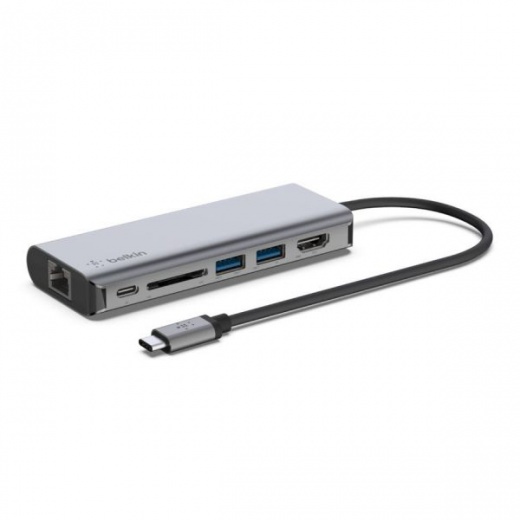 Belkin USB-C 6-in-1 Multiport Adapter - Laptop Docking Station with 4K HDMI and 100W Power Delivery