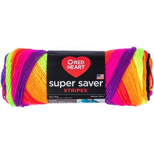 Red Heart Super Saver Yarn - Bright Stripe