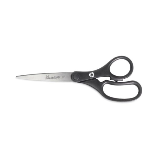 Westcott KleenEarth Basic Plastic Handle Scissors, 8" Long, 3.25" Cut Length, Straight Black Handle
