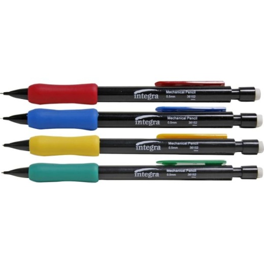 Integra Grip Mechanical Pencils - 0.5 Mm Lead Diameter - Refillable - Assorted Barrel - 1 Dozen
