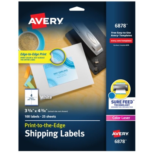Avery Print-to-the-Edge Shipping Labels for Color Laser Printers