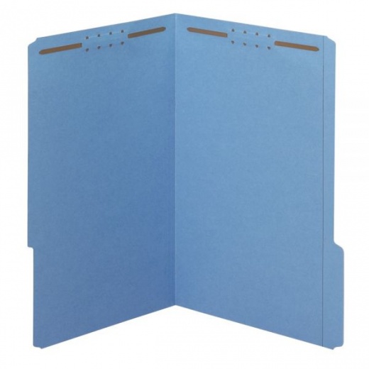 Color Fastener File Folders, Legal Size (8-1/2" x 14"), 2" Expansion, Blue, Box Of 50
