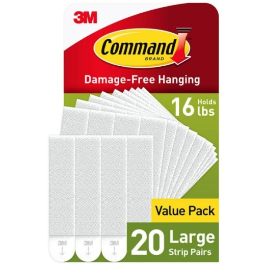 Command Medium and Large Picture Hanging Strips, 12-Pairs (24-Medium Command  Strips), 16-Pairs (32-Large Command Strips), Damage-Free, White