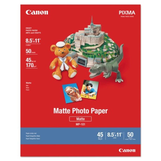 Canon Photo Paper Plus, 8.5 Mil, 8.5 X 11, Matte White, 50/Pack