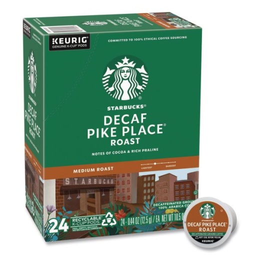 Starbucks Pike Place Decaf Coffee K-Cups Pack, 24/Box