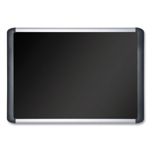 MasterVision Soft-Touch Bulletin Board, 72 x 48, Black Fabric Surface, Aluminum/Black Aluminum Frame