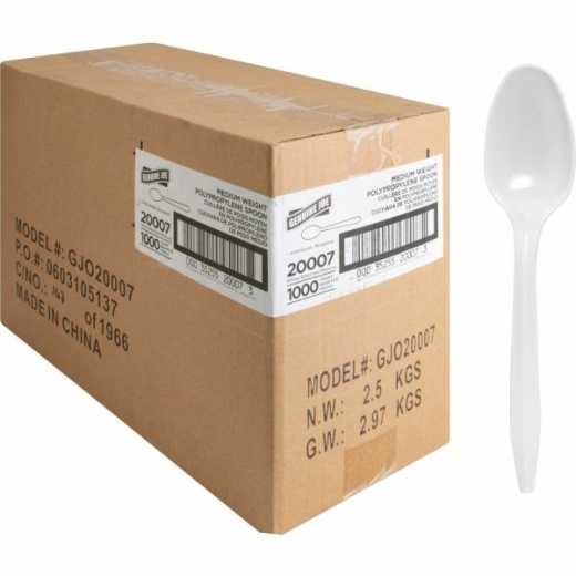 Genuine Joe Individually Wrapped Spoon - 1000/Carton - Disposable Polypropylene