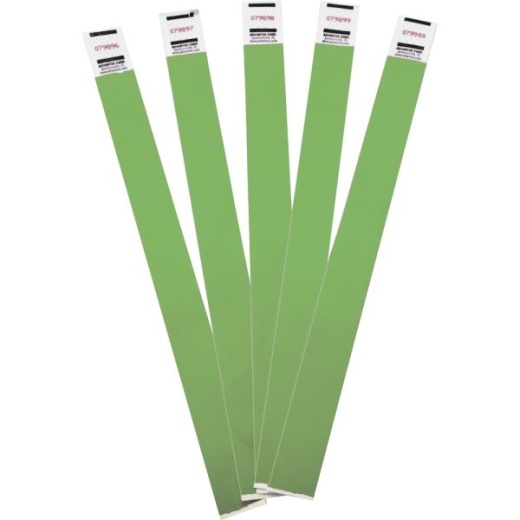 Advantus Tyvek Wristbands, 0.8" x 9.8", Green, Pack Of 100