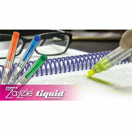 Zebra Zazzle Liquid Ink Highlighter, Chisel Tip, Assorted Colors, 10/Set