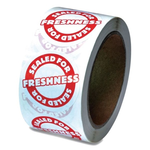 Iconex Tamper Seal Label, 2" Dia, Red/White, 500/Roll, 4 Rolls/Carton