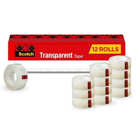 Scotch Transparent Tape - 3/4 In X 1000 In, 12 Tape Rolls