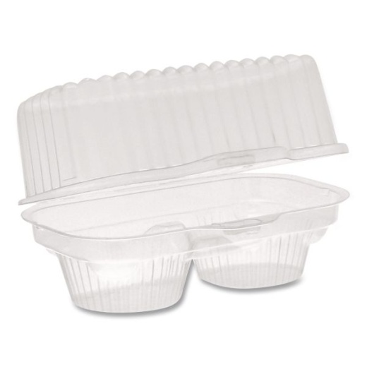 Pactiv Evergreen Clearview Bakery Cupcake Container - 2-Compartment, 6.75 X 4 X 4, Clear, Plastic, 100/Carton