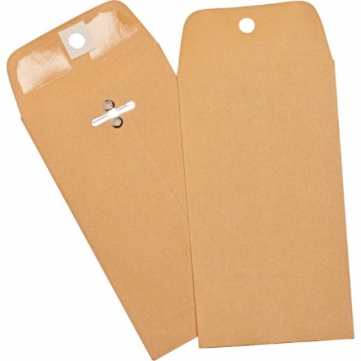 Business Source Heavy Duty Clasp Envelope - 3 3/8" x 6" - Brown Kraft