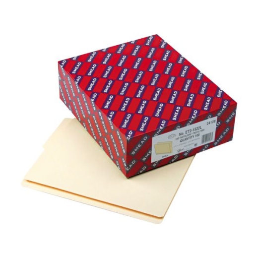 Smead File Folders with Reinforced End Tabs, 1/2-Cut Bottom, Letter Size, Manila, Box of 100