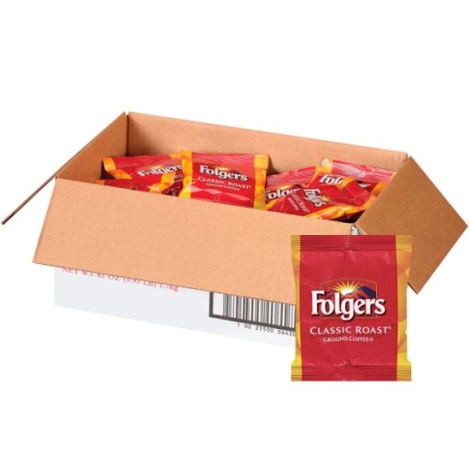 Folgers Coffee, Fraction Pack, Classic Roast, Medium Roast, Packet Makes 6 Cups, 42/Carton