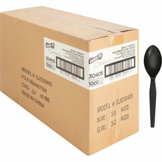 Genuine Joe Heavyweight Spoon - 1 Piece(S) - 1000/Carton - Disposable - Textured - Black