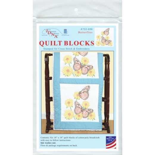 Jack Dempsey Stamped White Quilt Blocks 18"X18" 6/Pkg