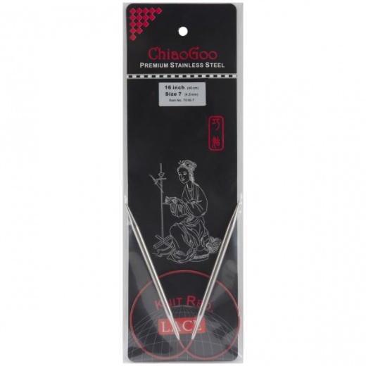 Chiaogoo Red Lace Stainless Circular Knitting Needles 16"