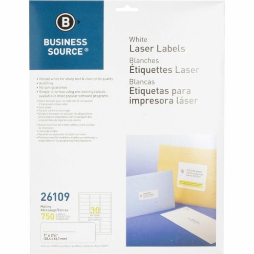 Business Source Bright White Premium-Quality Address Labels
