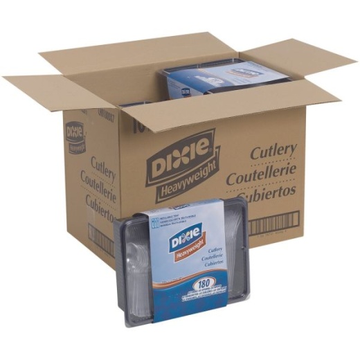 Dixie Heavyweight Disposable Forks, Knives & Teaspoons Keeper Pack Grab-N-Go By GP Pro