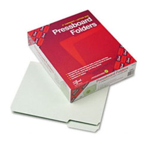 Smead 1/3-Cut Pressboard Top-Tab Folders - Letter Size, 100% Recycled, Gray/Green, Box Of 25