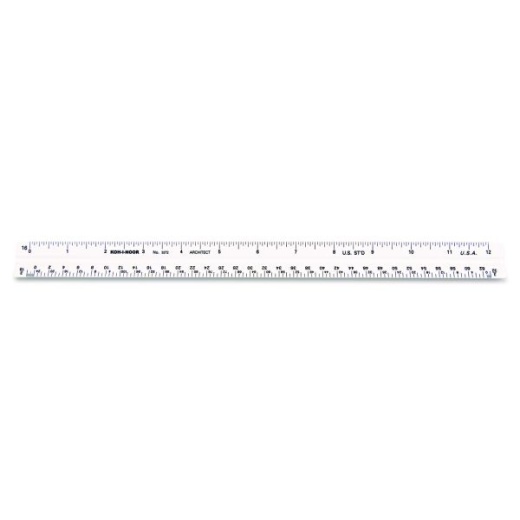 Chartpak Triangular Scale, Plastic, 12" Long, Architectural, White