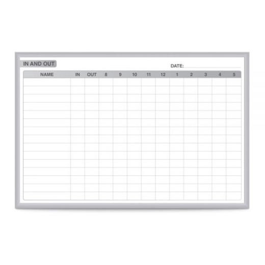 Ghent Manufacturing In/Out Magnetic Dry-Erase Whiteboard, 48" X 72", Aluminum Frame With Silver Finish