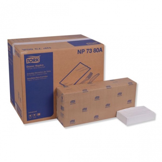 Tork Advanced Dinner Napkin,3-Ply,17" X 16.125",1/8 Fold, White,1740/Ct